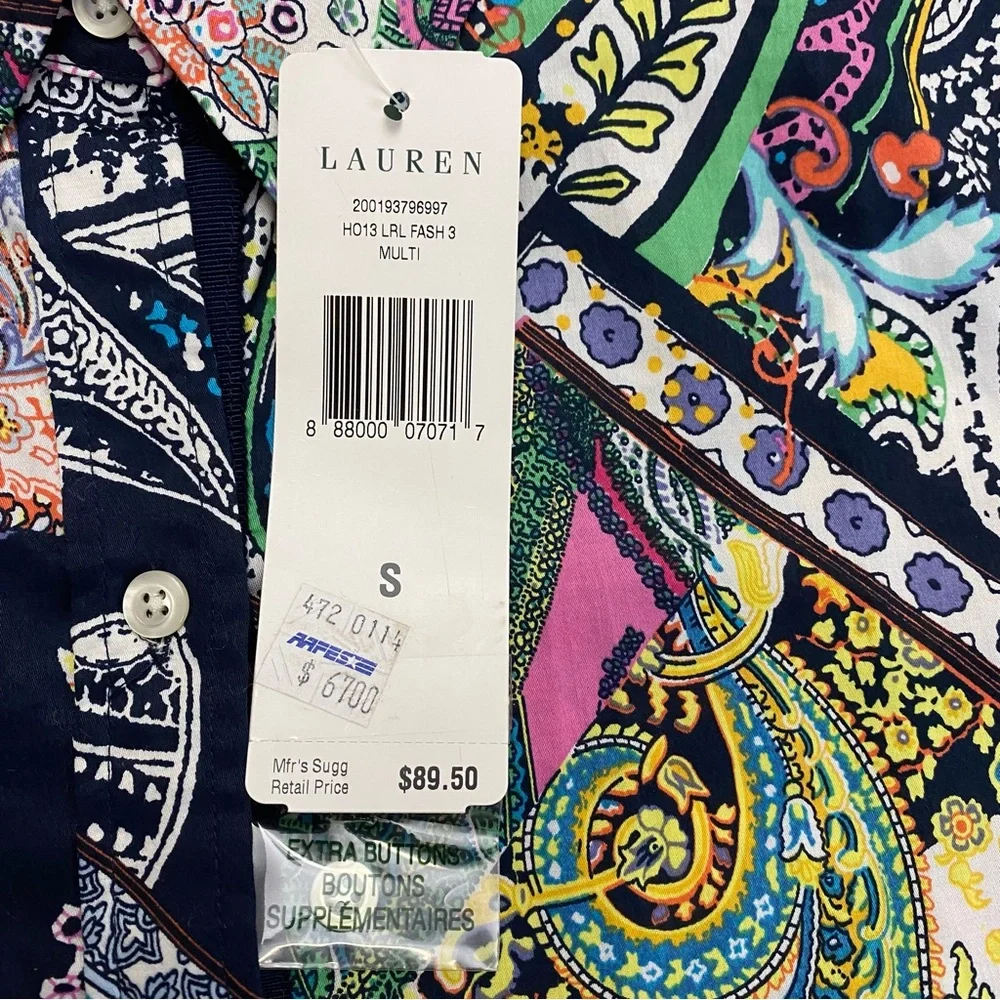 NWT Lauren Ralph Lauren Multi Color Fash 3 Paisley Pattern Button Down Shirt Sm - Picture 15 of 15